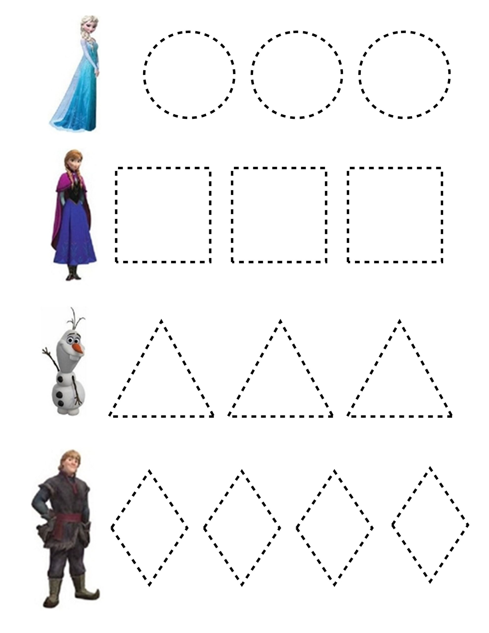 Frozen Shape Tracing Elsa Coloring Pages Frozen Activities 
