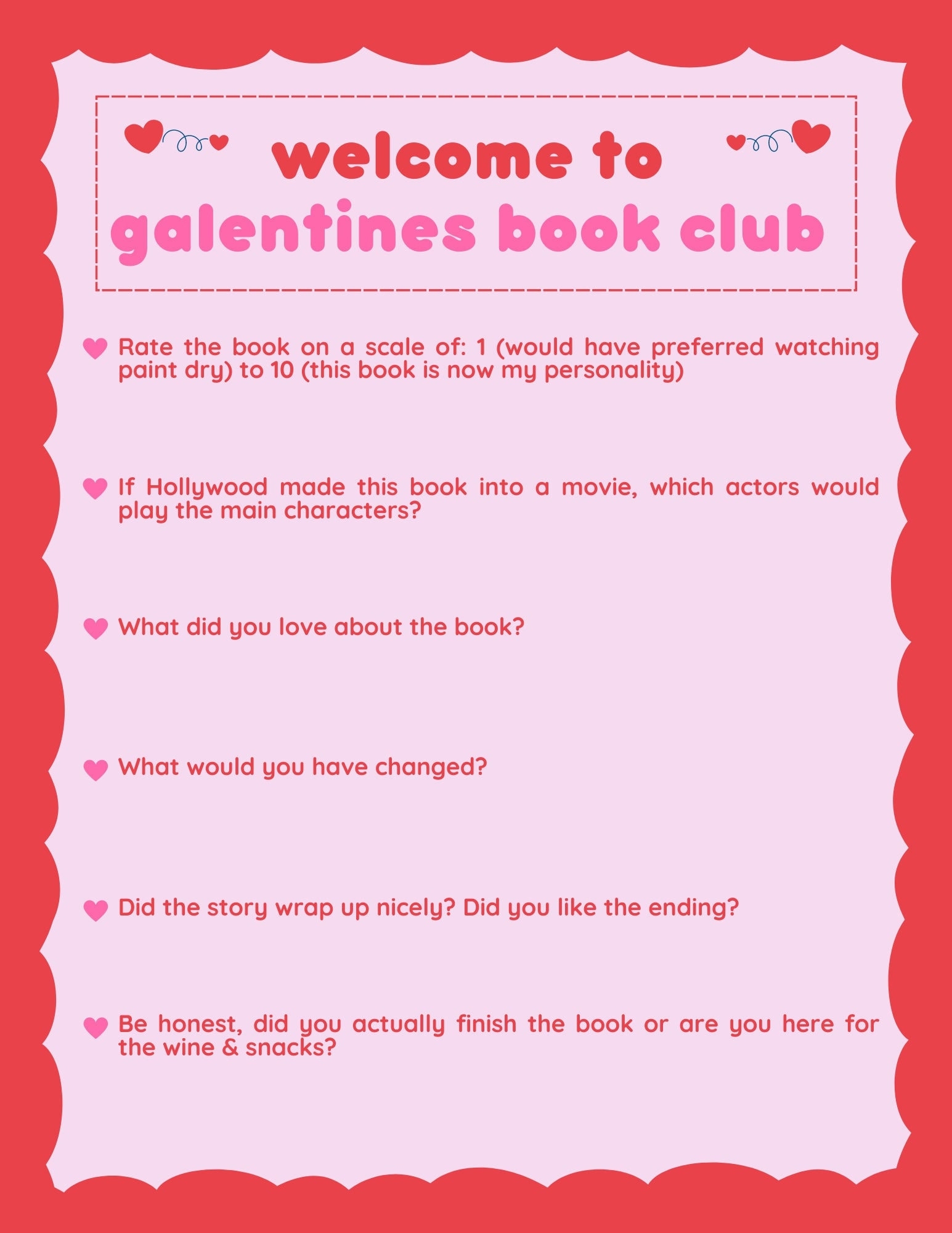 Free Printable Book Club Worksheets