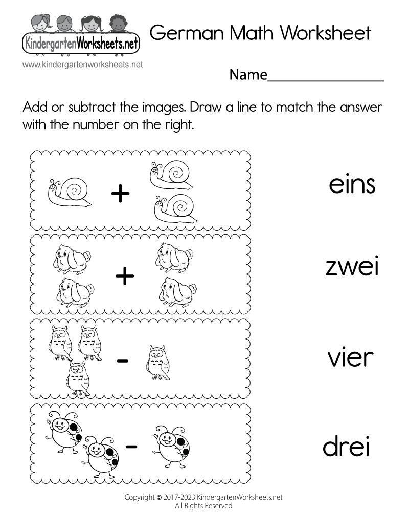 German Math Worksheet Free Printable Digital PDF