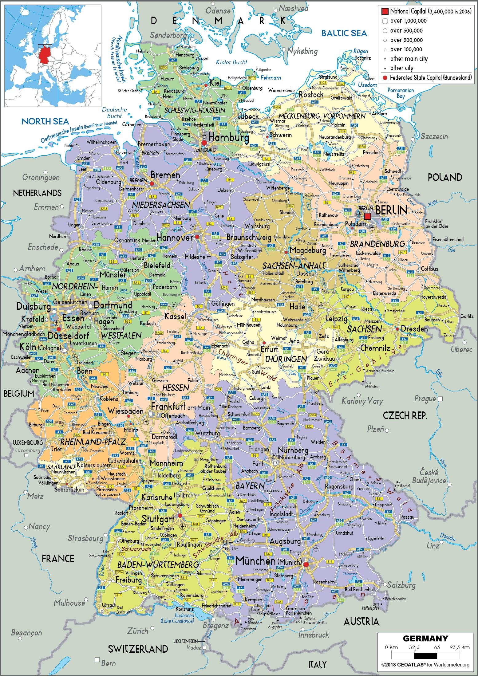 Germany Map With Cities And States Map Of Germany And Cities 