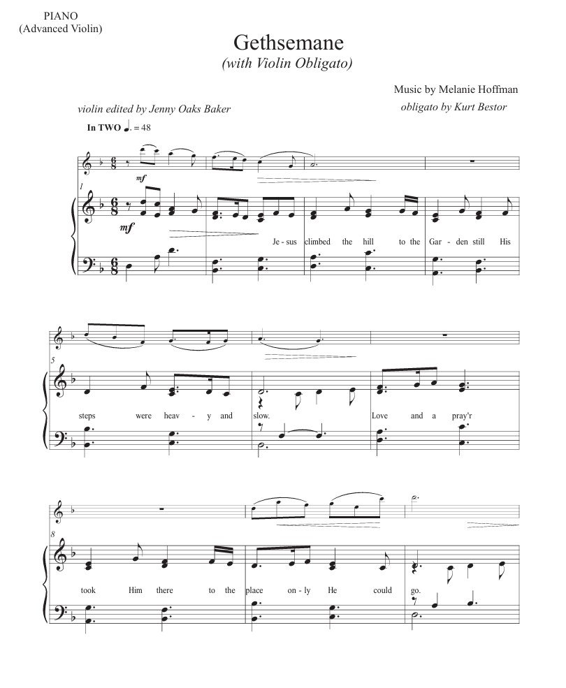 Gethsemane Obligato Advanced Violin Workshop Sheet Music Jenny Oaks Baker