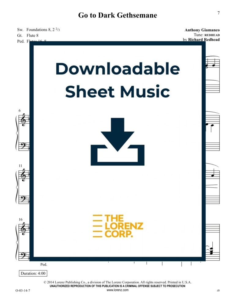 GIA Publications Go To Dark Gethsemane Organ Sheet Music Digital Download 