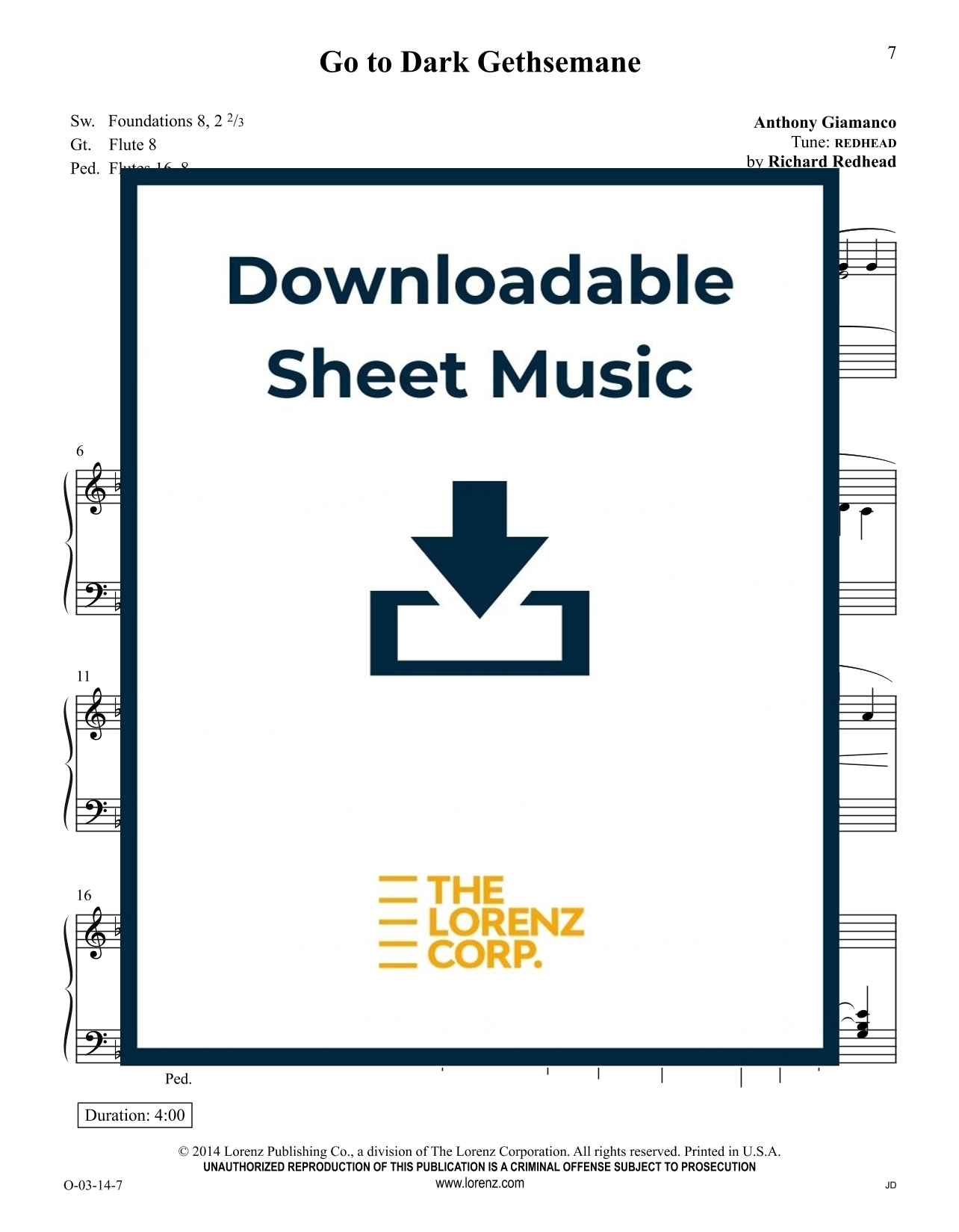 GIA Publications Go To Dark Gethsemane Organ Sheet Music Digital Download 