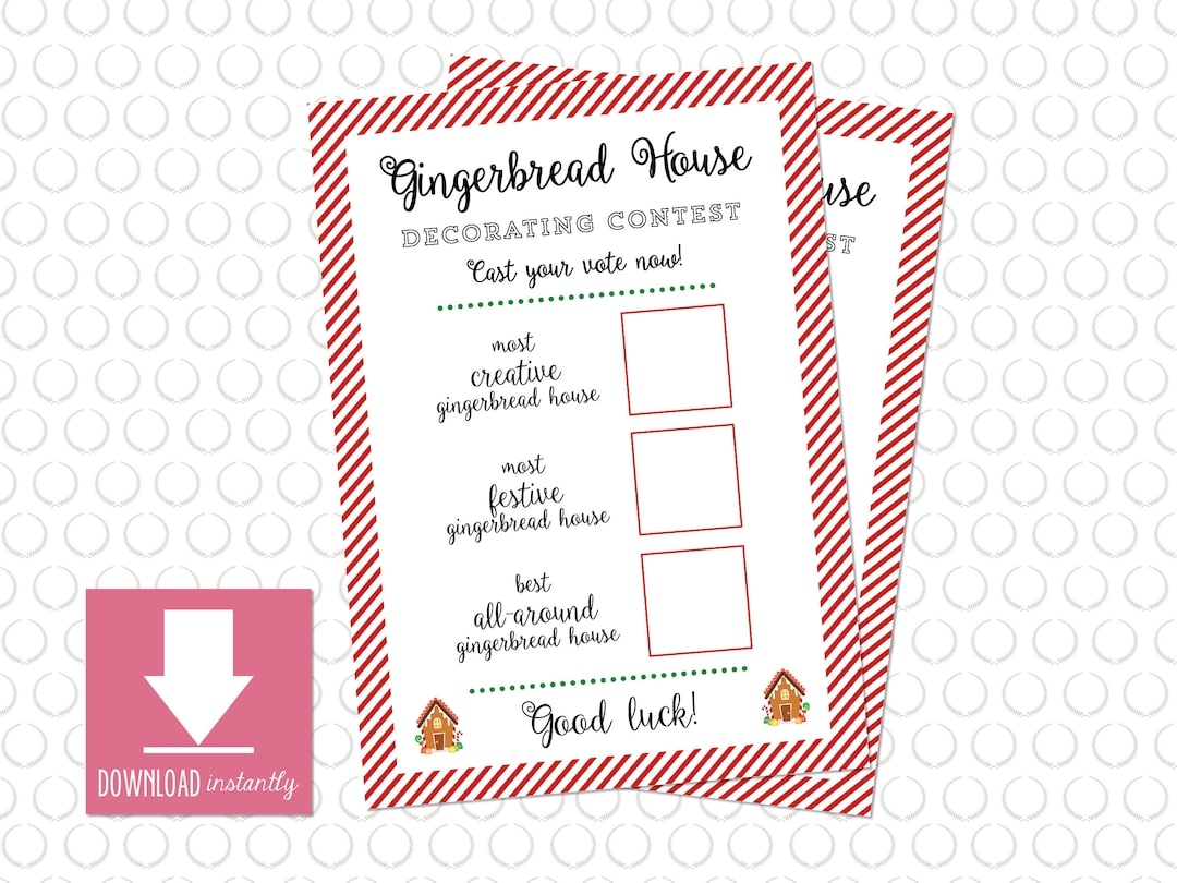 Gingerbread House Decorating Contest Voting Ballot For Christmas Party Instant Download Christmas Competition Etsy