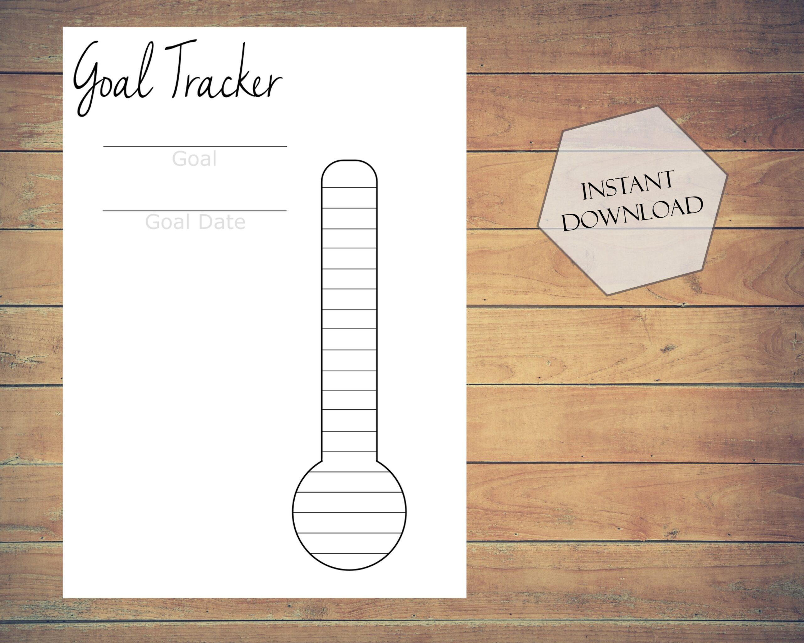 Goal Tracker Thermometer PDF Download Etsy