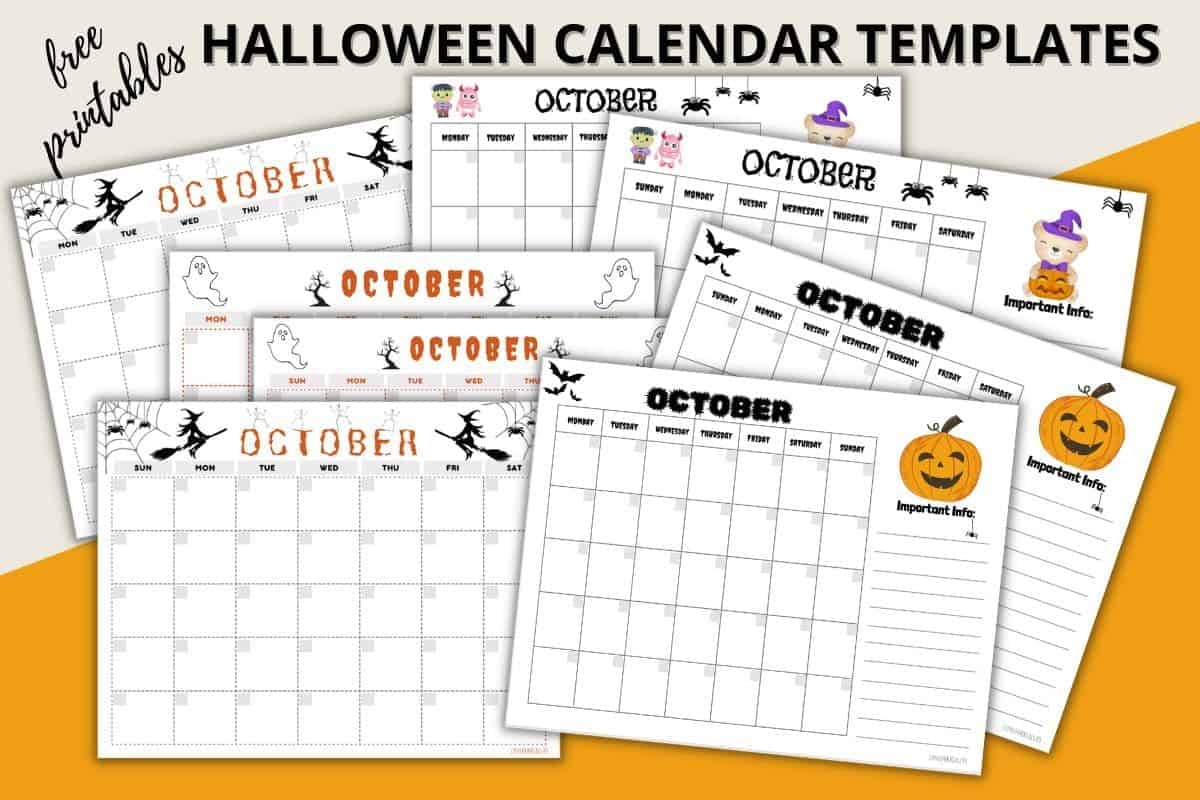 Halloween Calendar Template FREE Month Of October Printable Love Our Real Life