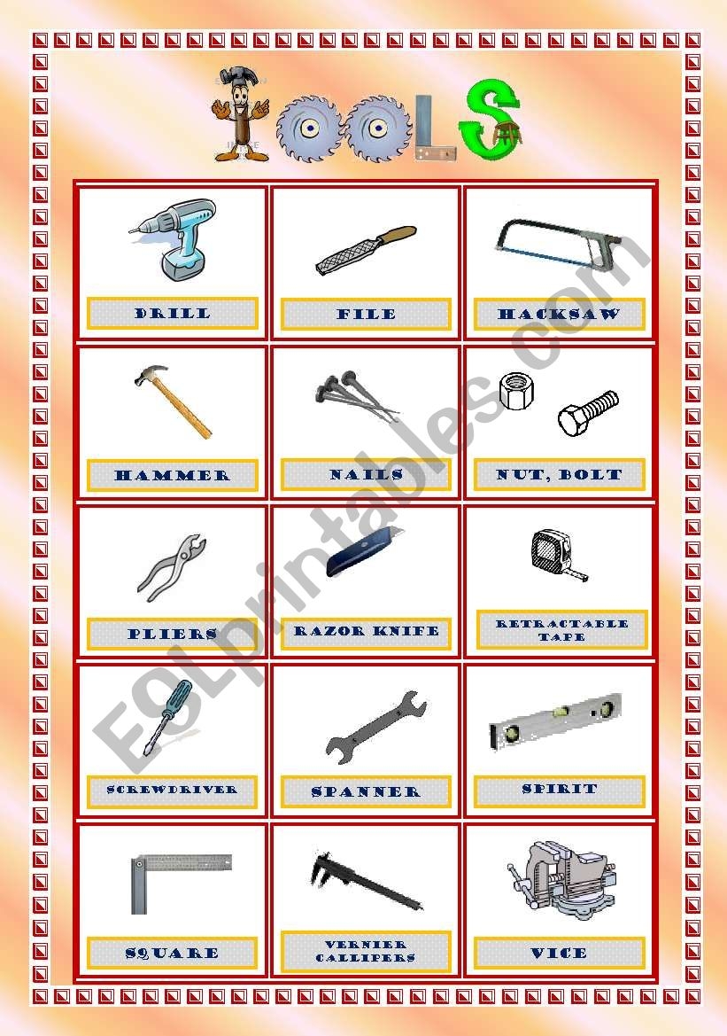 HAND TOOLS Part I Of 3 ESL Worksheet By Ynroko1