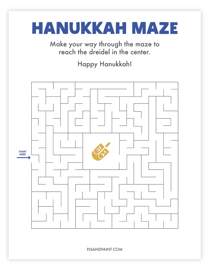 Hanukkah Maze Free Printable Game Pjs And Paint