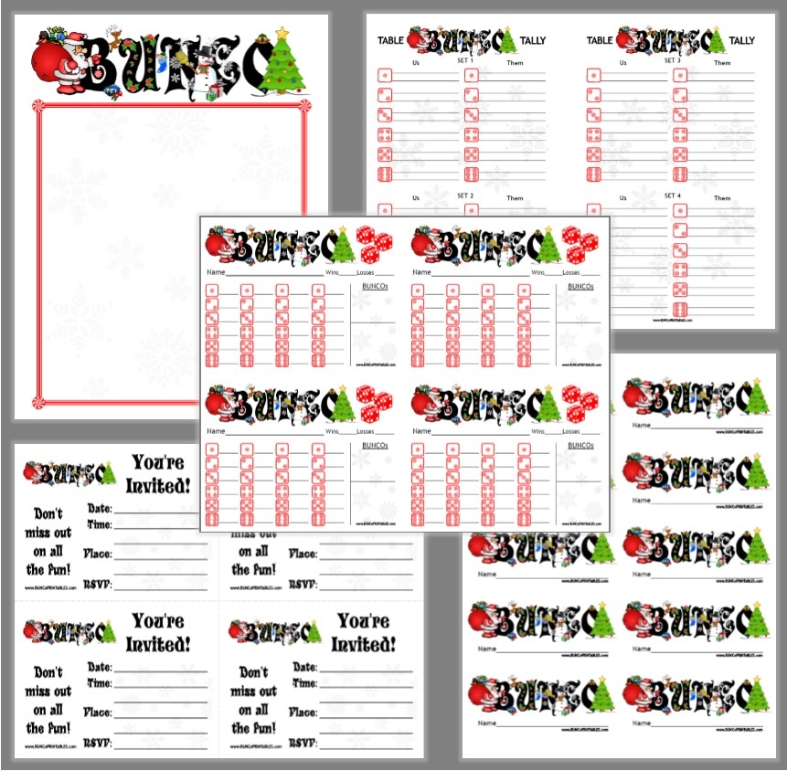 Happy Christmas Bunco Set Bunco Printables