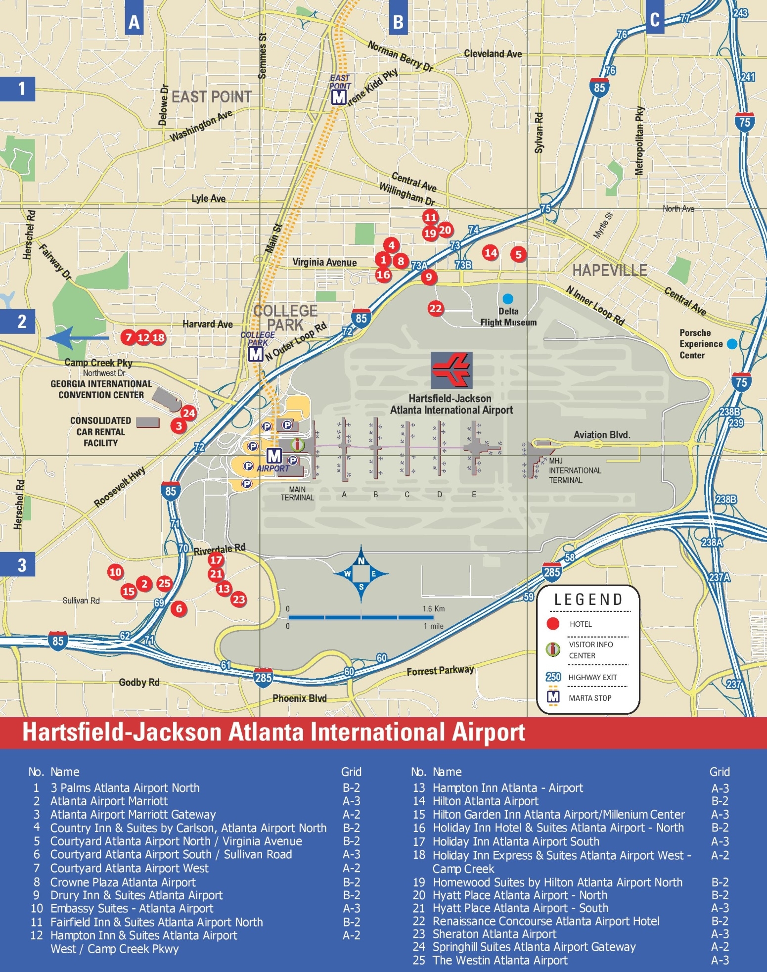 Hartsfield Jackson Atlanta International Airport Overview Map Ontheworldmap
