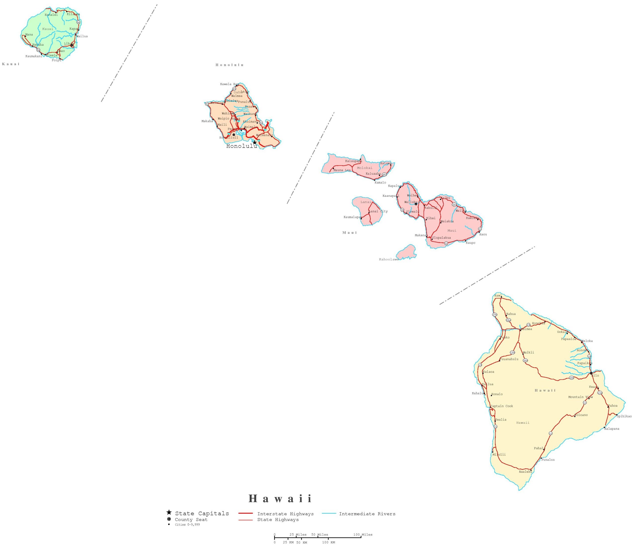 Hawaii Printable Map Hawaii Printable Map