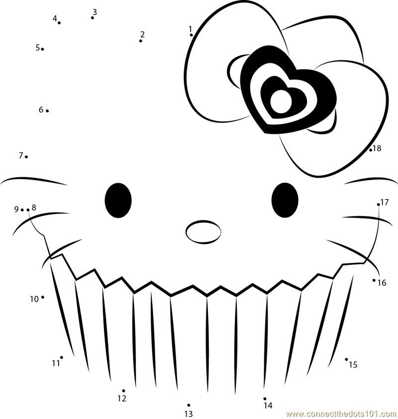 Hello Kitty 2 Dot To Dot Printable Worksheet Connect The Dots Worksheets Library