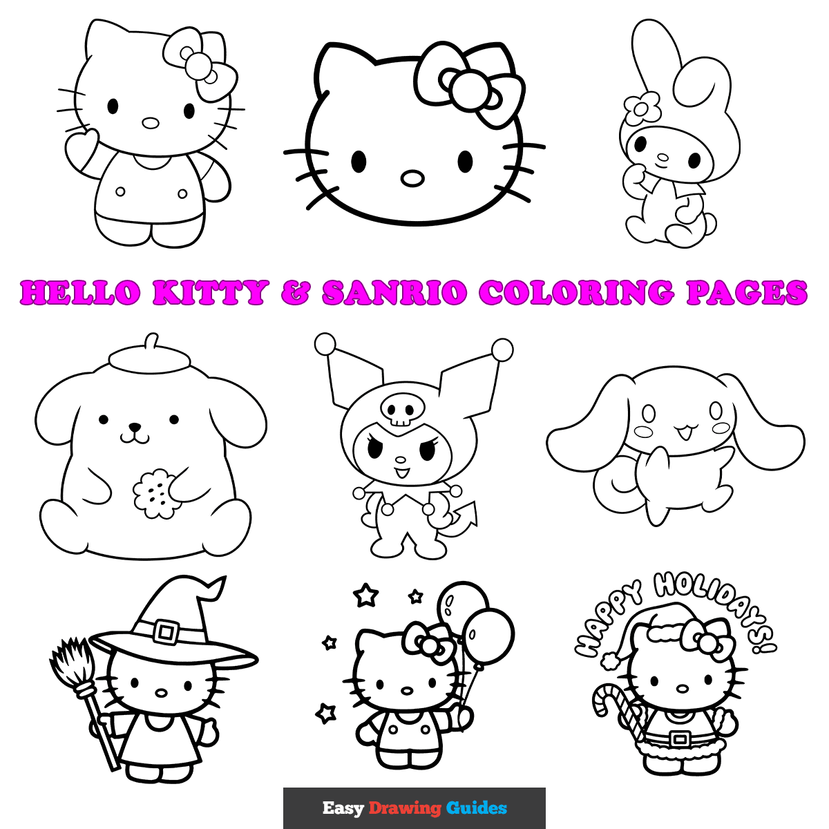Hello Kitty Sanrio Coloring Pages For Kid 12 Printable Sheets