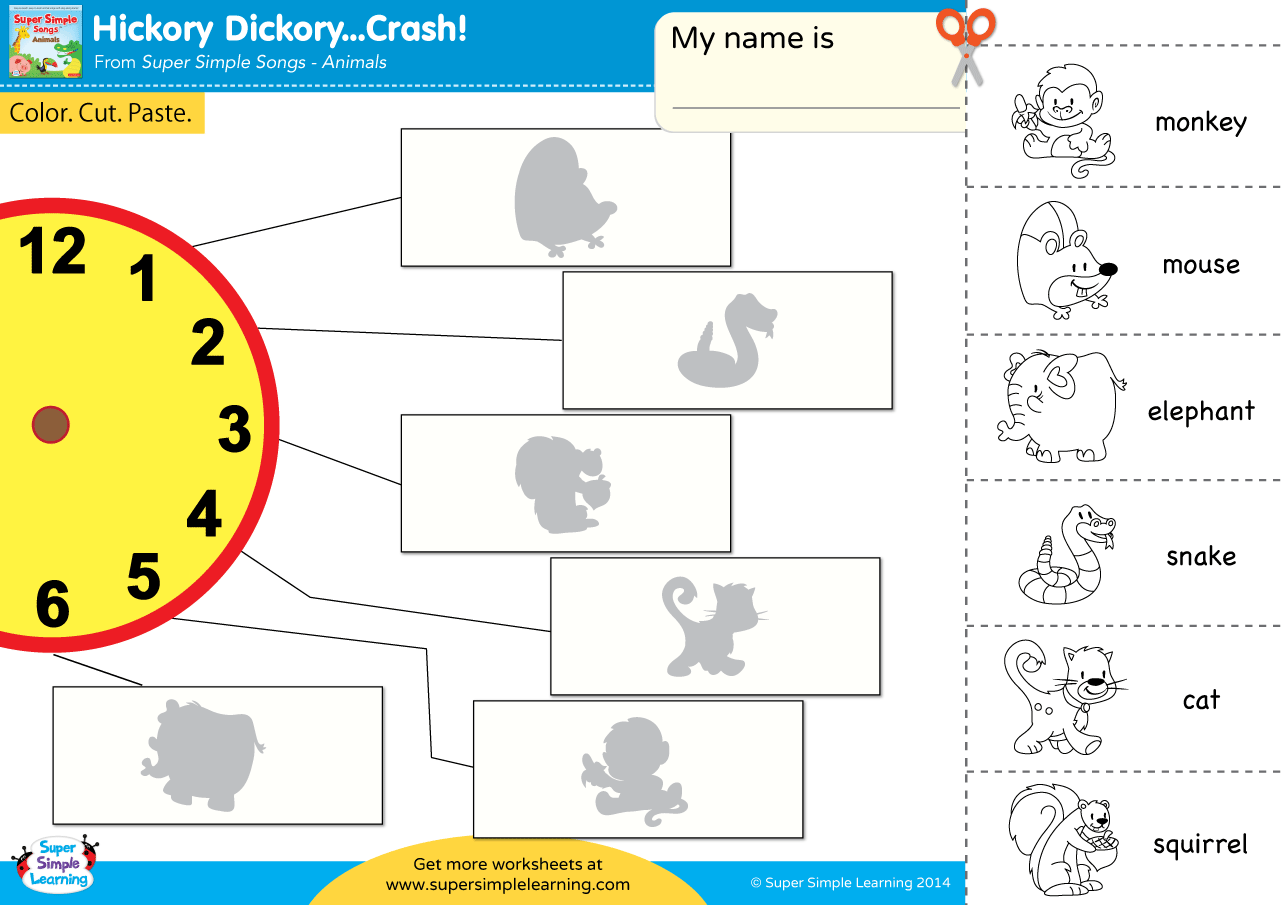 Hickory Dickory Crash Worksheet Cut Paste Super Simple