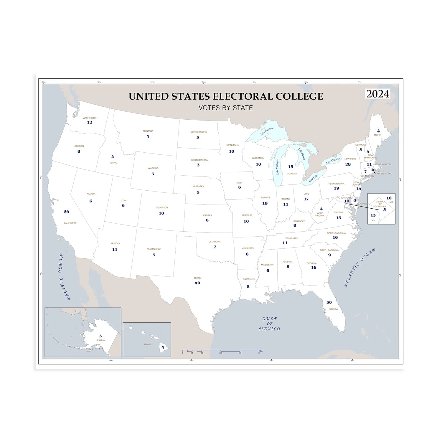 HISTORIX 2024 Updated United States Electoral College Votes By State Map Poster 24x30 Inch Presidential Election Electoral College Poster US President Electoral Map Poster 2 Sizes Amazon ae Office Products