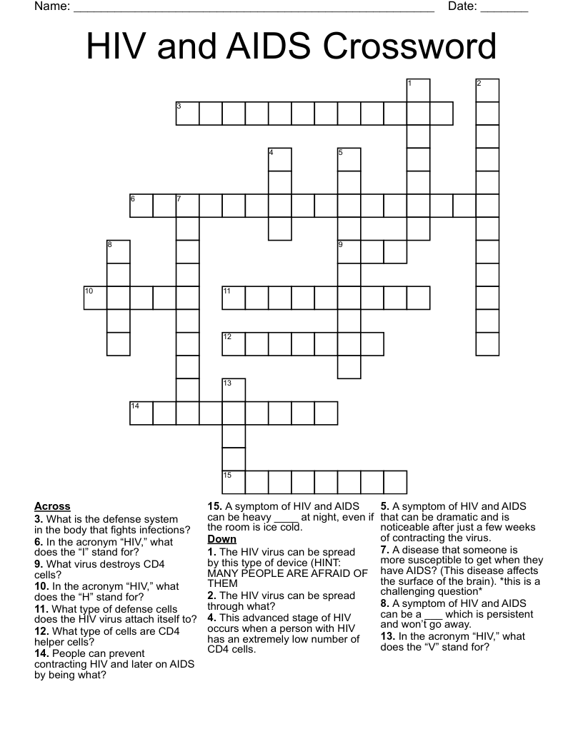 HIV And AIDS Crossword WordMint