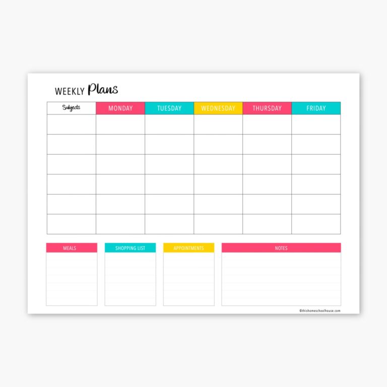 Homeschool Weekly Planner Printable Homeschool Planner Weekly Homeschool Schedule Homeschool Printable Homeschool Digital Download Etsy