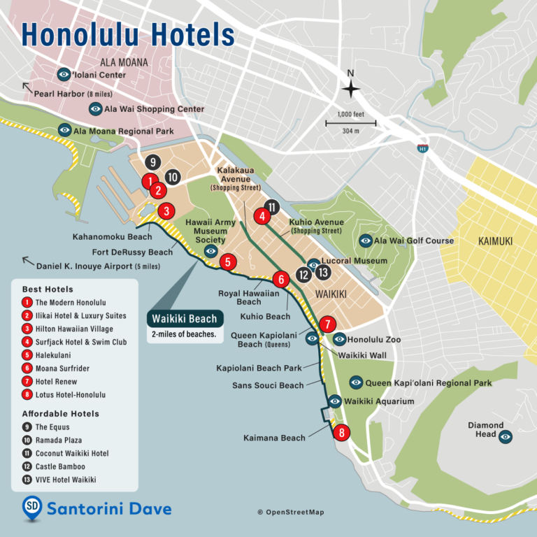 HONOLULU HOTEL MAP Best Areas Neighborhoods Places To Stay