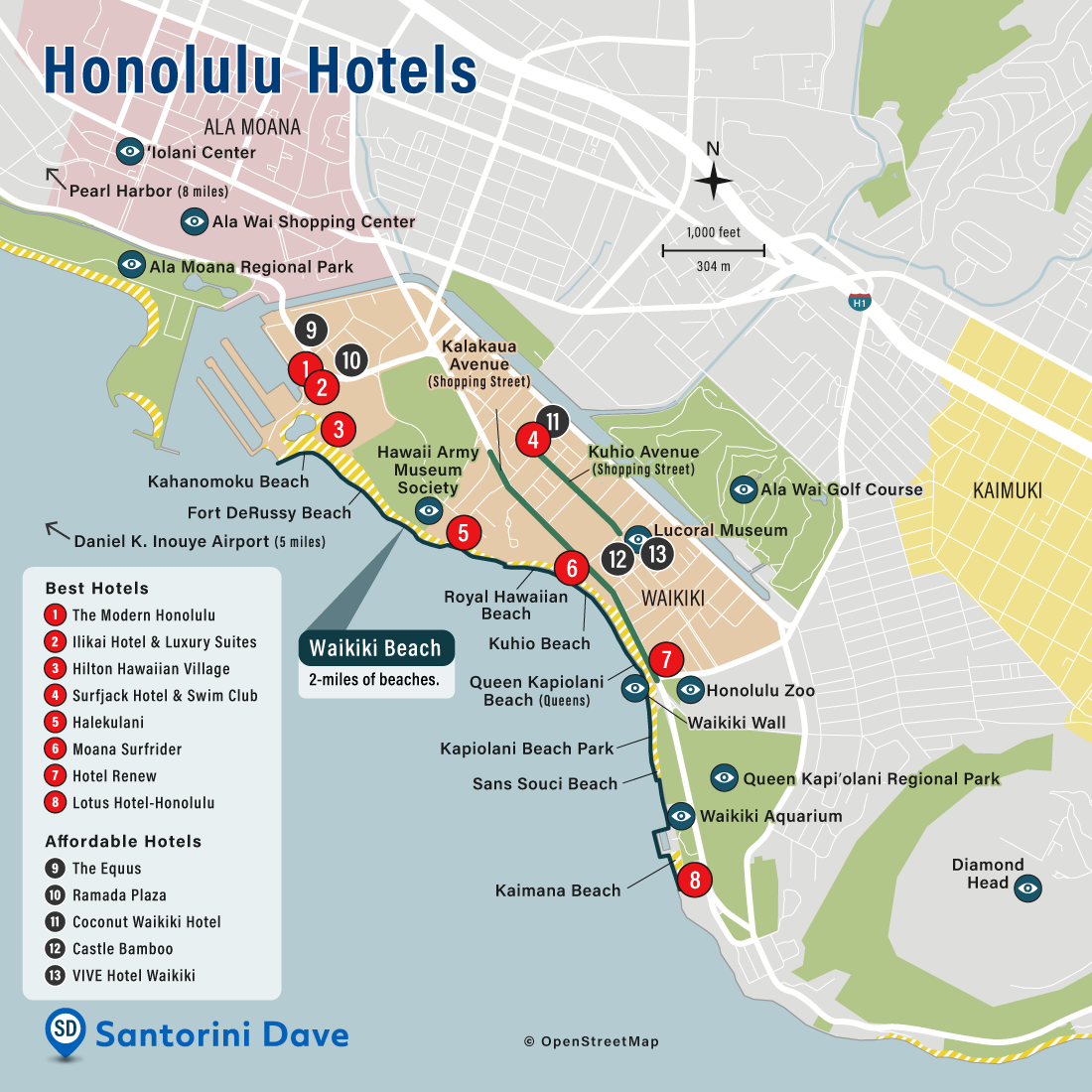 HONOLULU HOTEL MAP Best Areas Neighborhoods Places To Stay