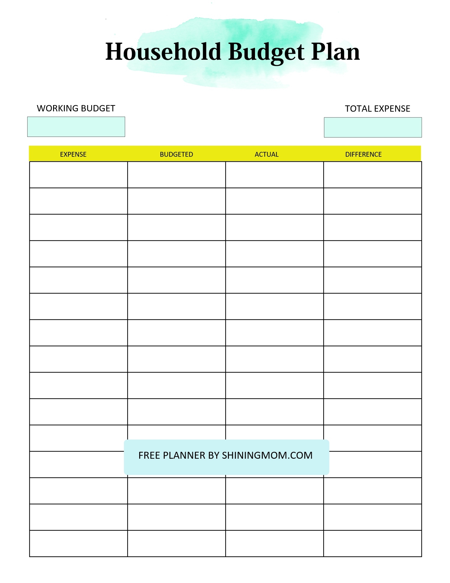 Household Budget Planner Free Templates To Help You Save More Worksheets Library