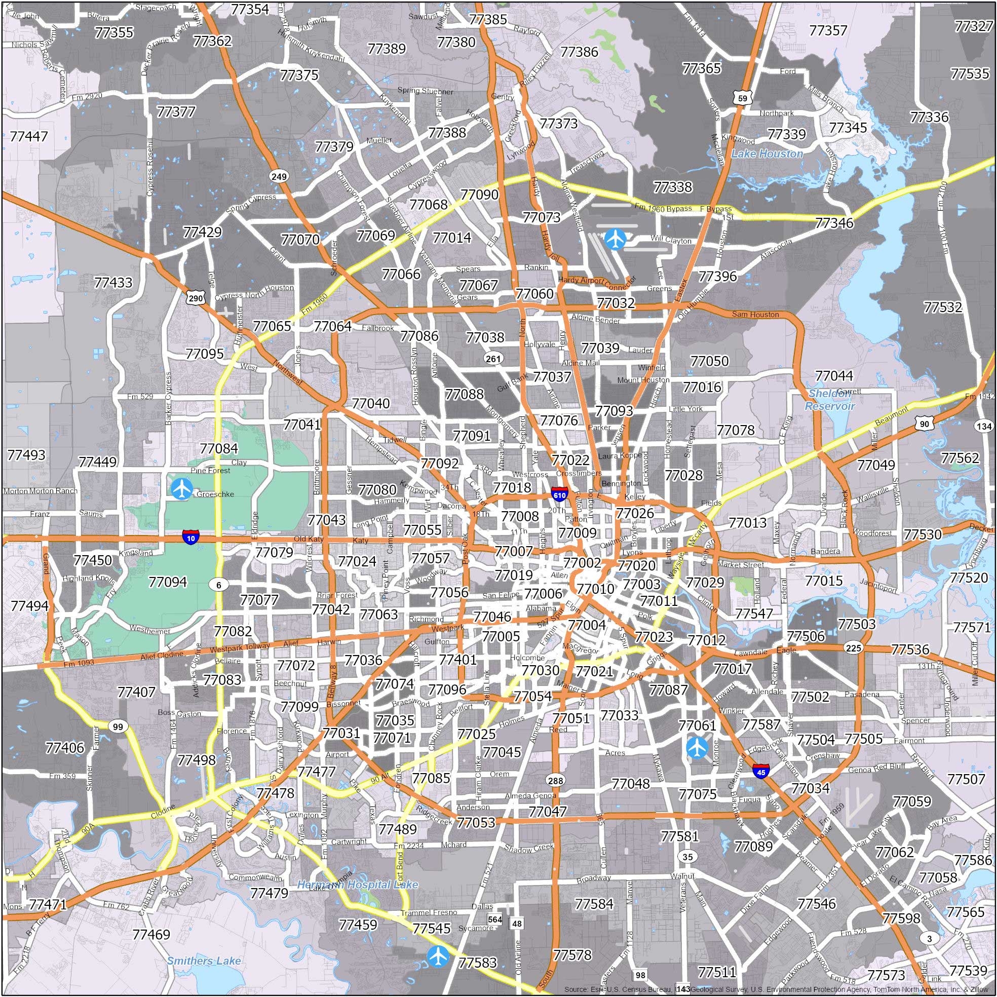 Houston Zip Code Map GIS Geography Houston Zip Code Map GIS Geography