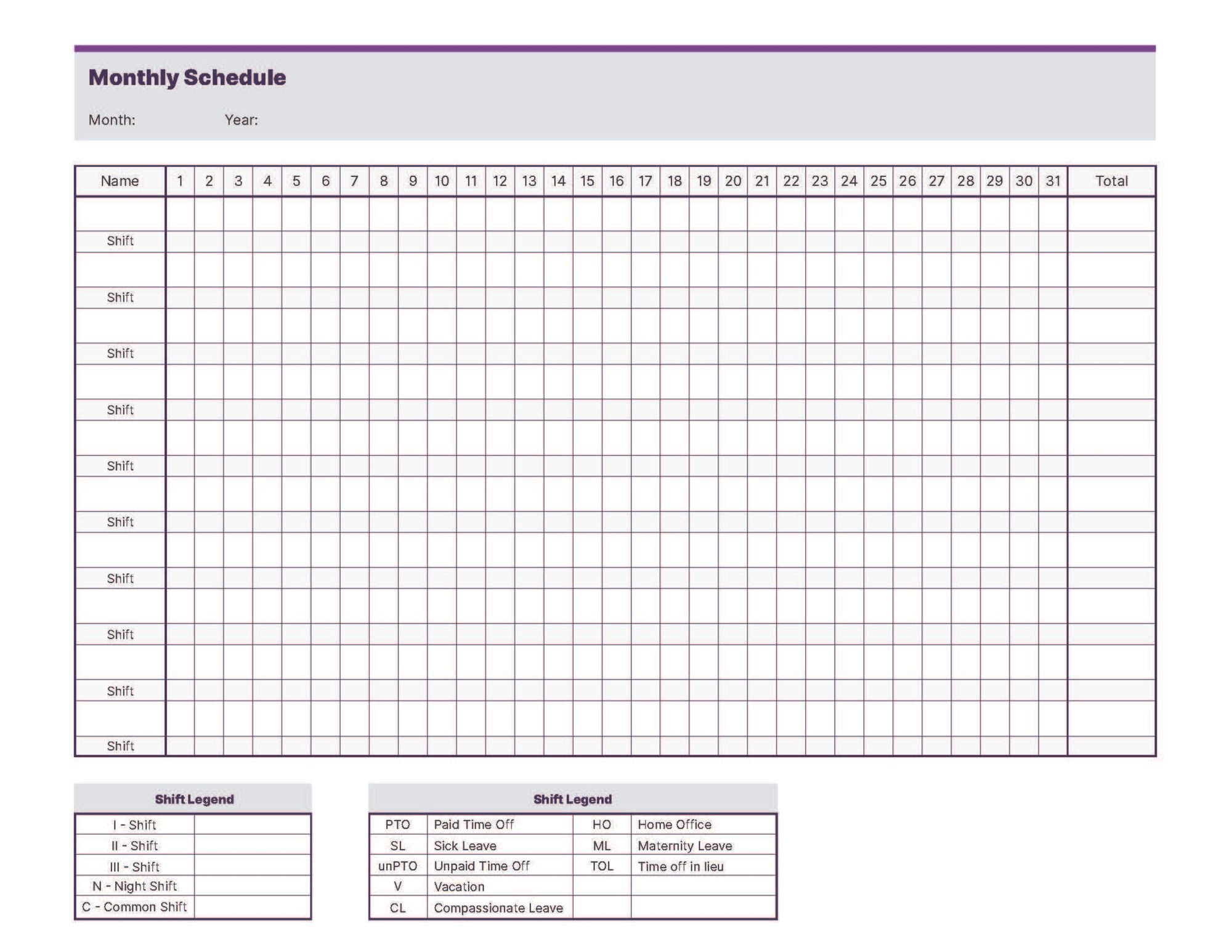 Free Printable Work Schedule Calendar Free Printable Work Schedule Calendar
