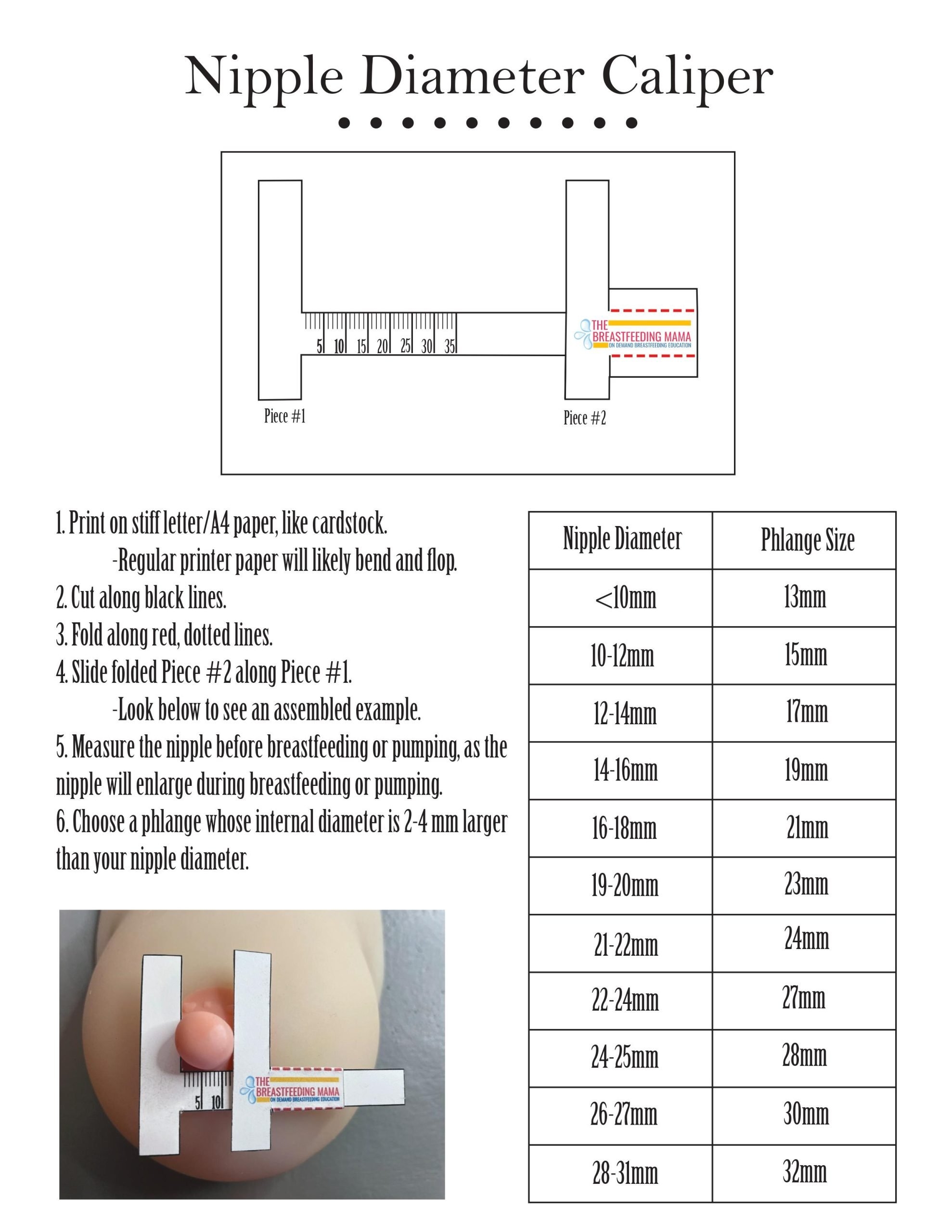 How To Measure Flange Size Free Printable Ruler The Breastfeeding Mama