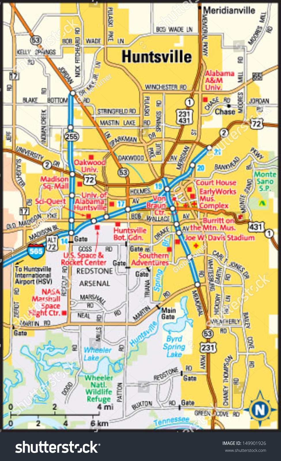 Huntsville Alabama Area Map Stock Vector Royalty Free 149901926 Shutterstock