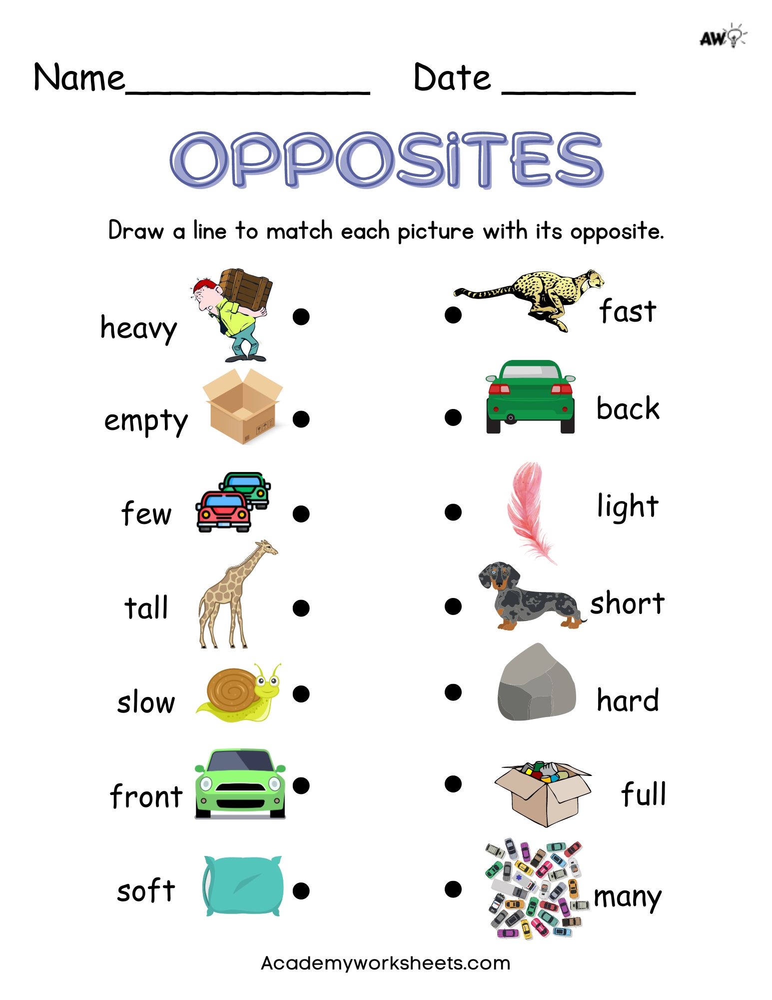 Identifying Opposites For Kindergarten And 1st Grade Academy Worksheets Library