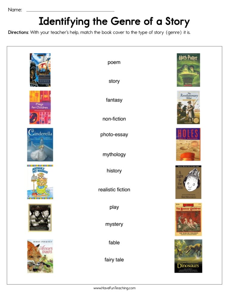 Identifying The Genre Of A Story Worksheet Have Fun Teaching