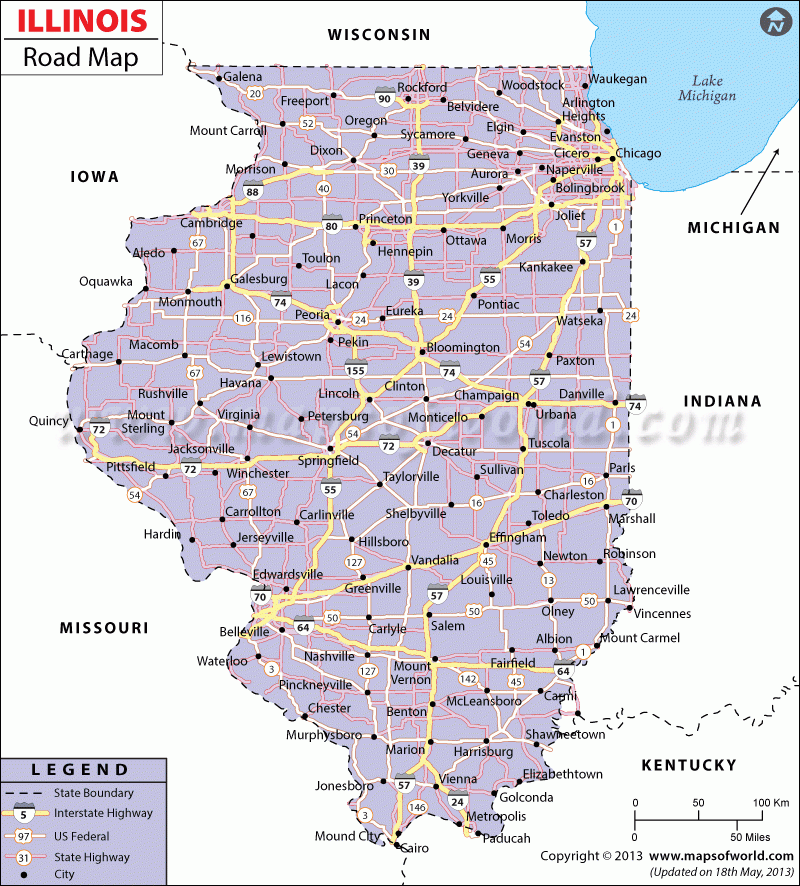 Illinois Road Map MapsofWorld