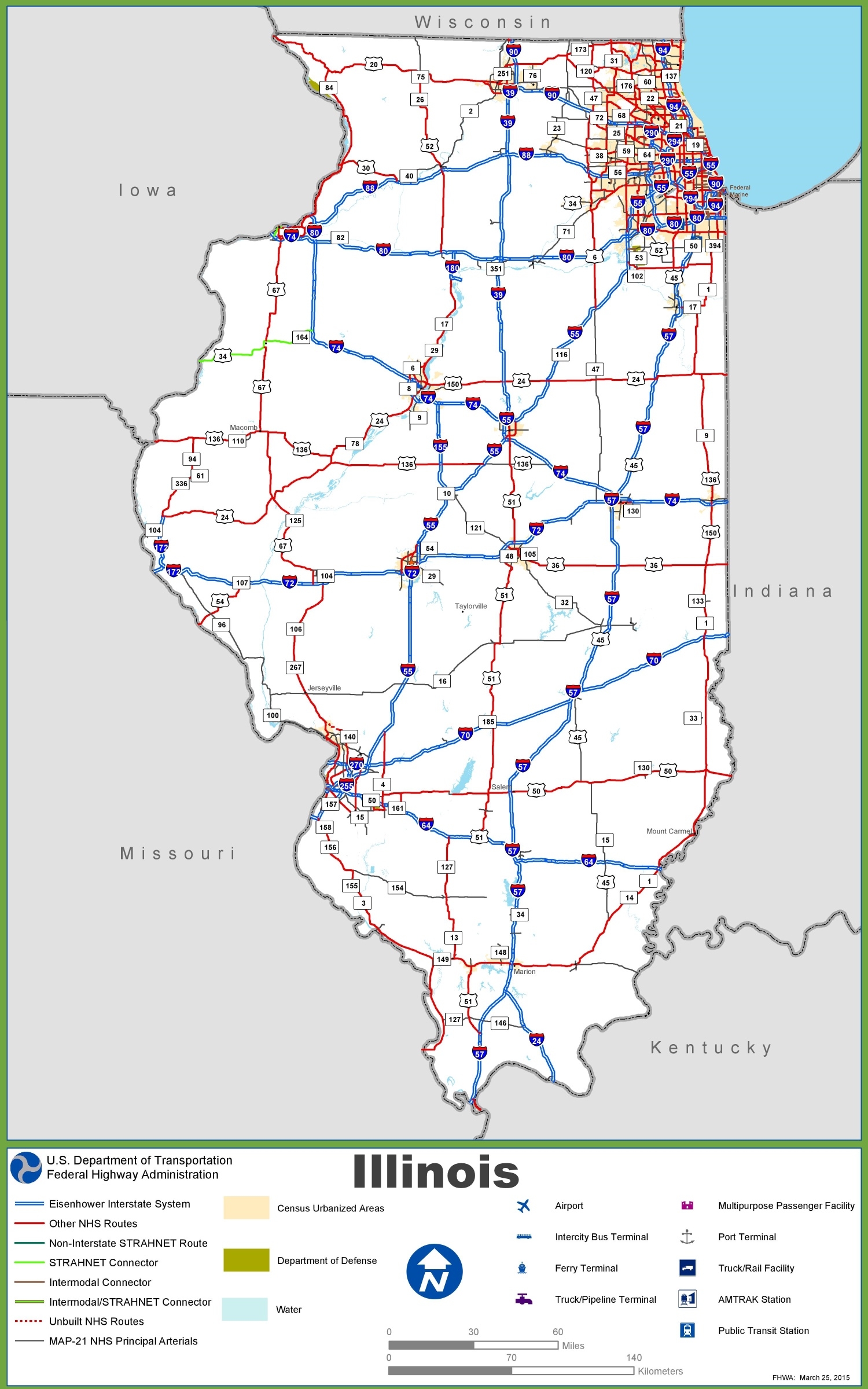 Printable Illinois Road Map