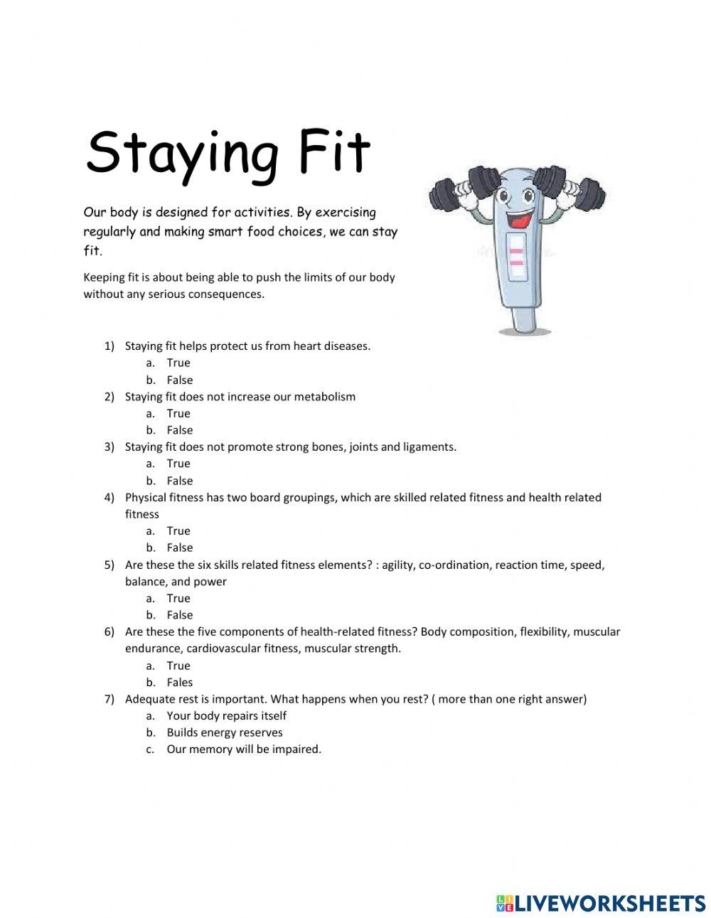 Printable Importance Of Exercise Worksheet Printable Importance Of Exercise Worksheet