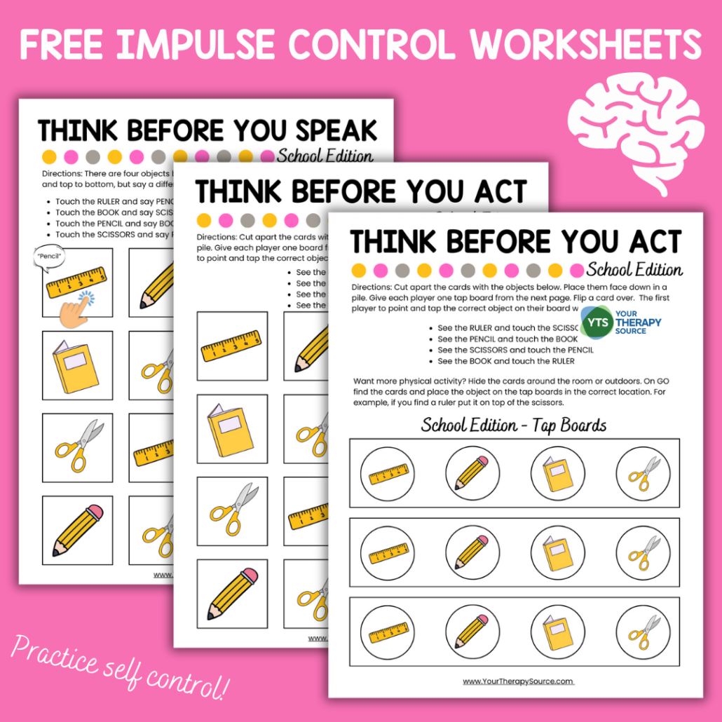 Impulse Control Worksheets Free Your Therapy Source