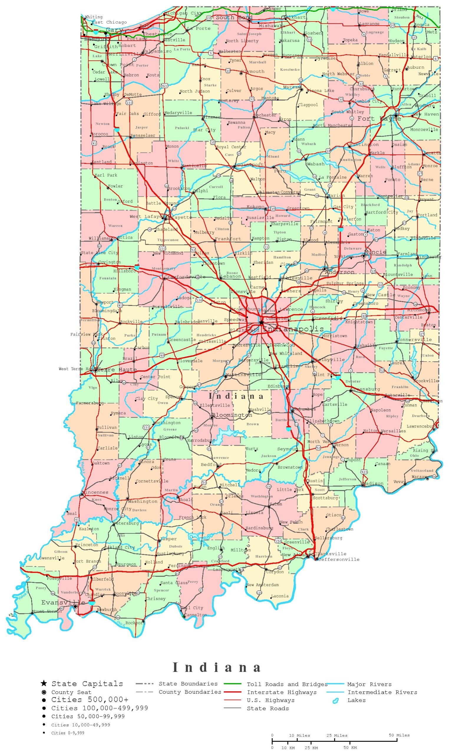 Indiana Printable Map Indiana Printable Map
