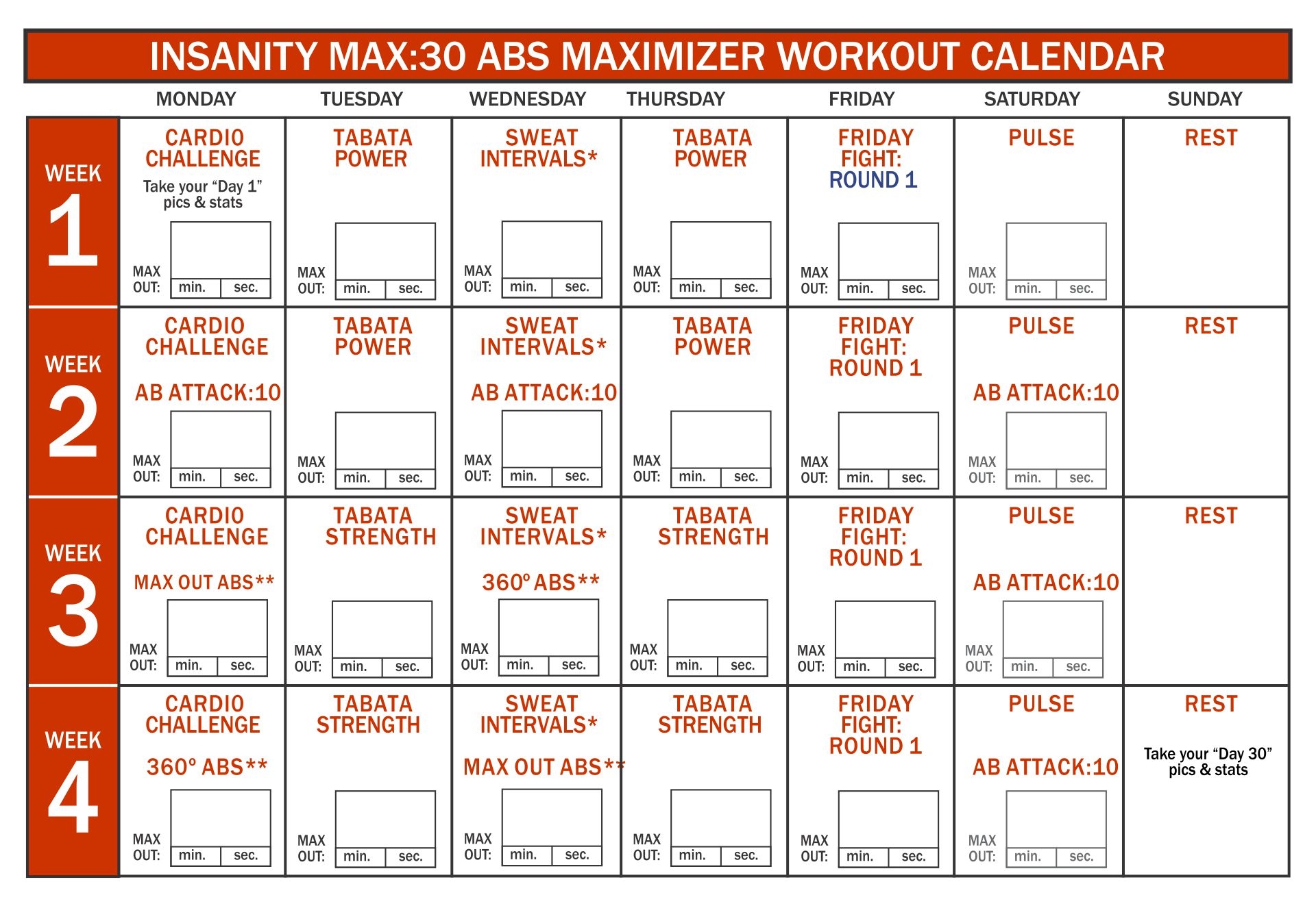 Insanity Max 30 Newest Base DVDs Only