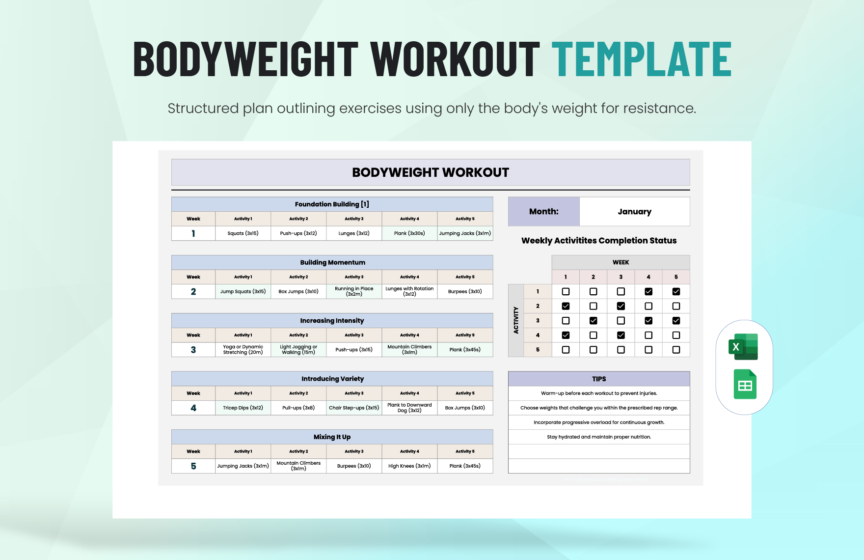 Insanity Workout Sheet Template In Word Pages Google Docs PDF Download Template