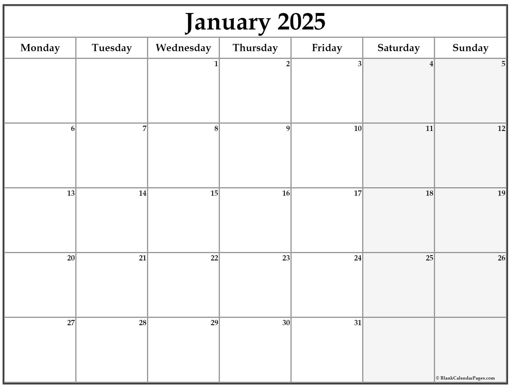 January 2024 Monday Calendar Monday To Sunday