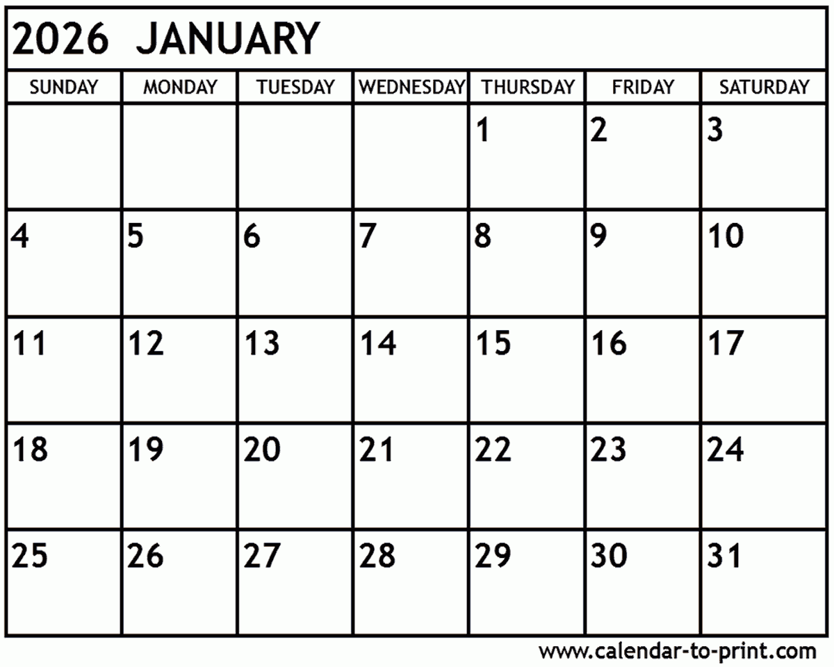 Calendar For 2026 Printable