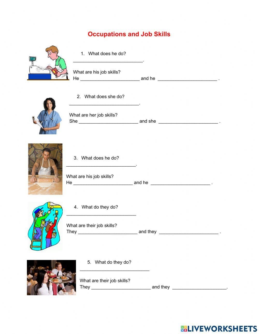 Printable Job Skills Worksheets Printable Job Skills Worksheets