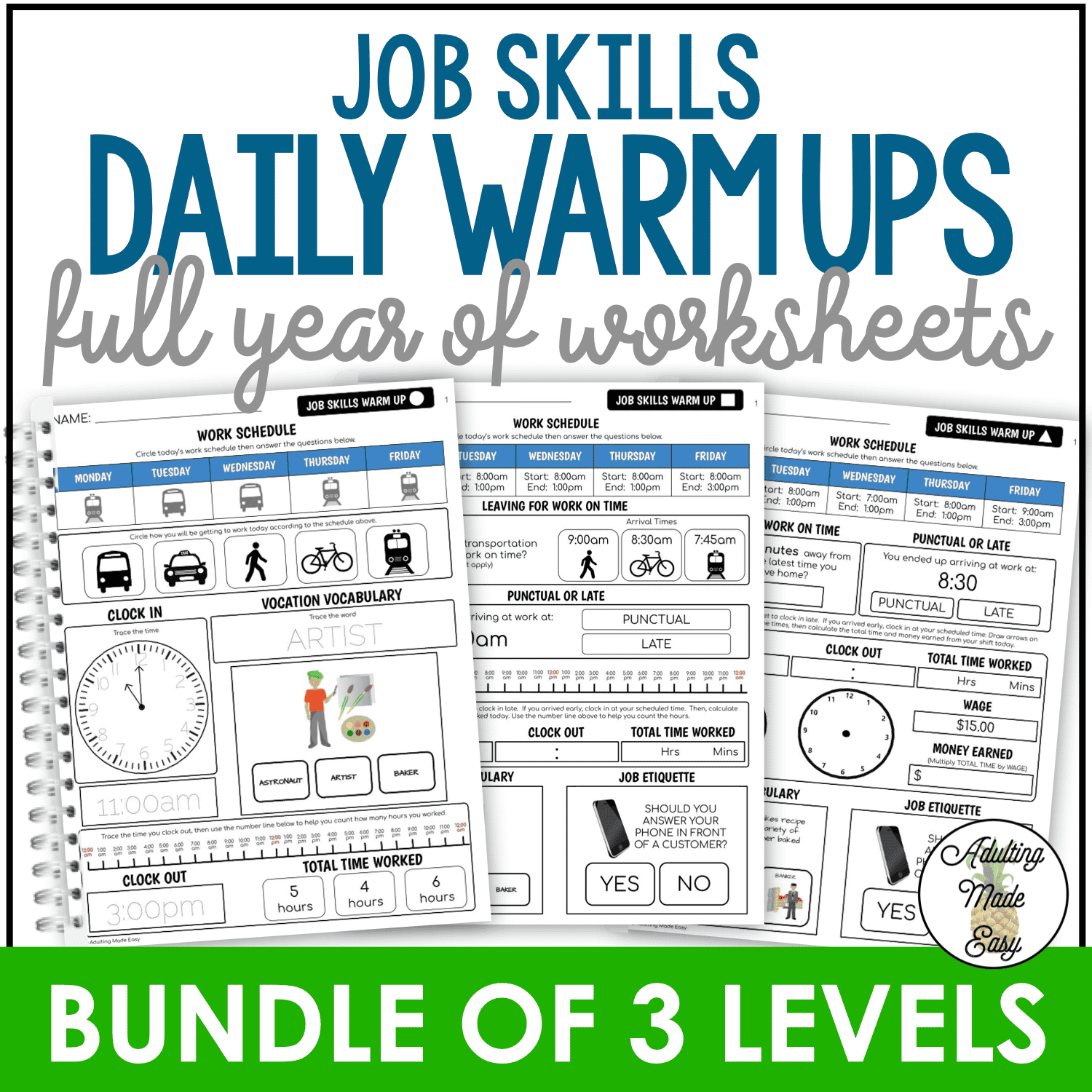 Job Skills Daily Warm Up Worksheets BUNDLE