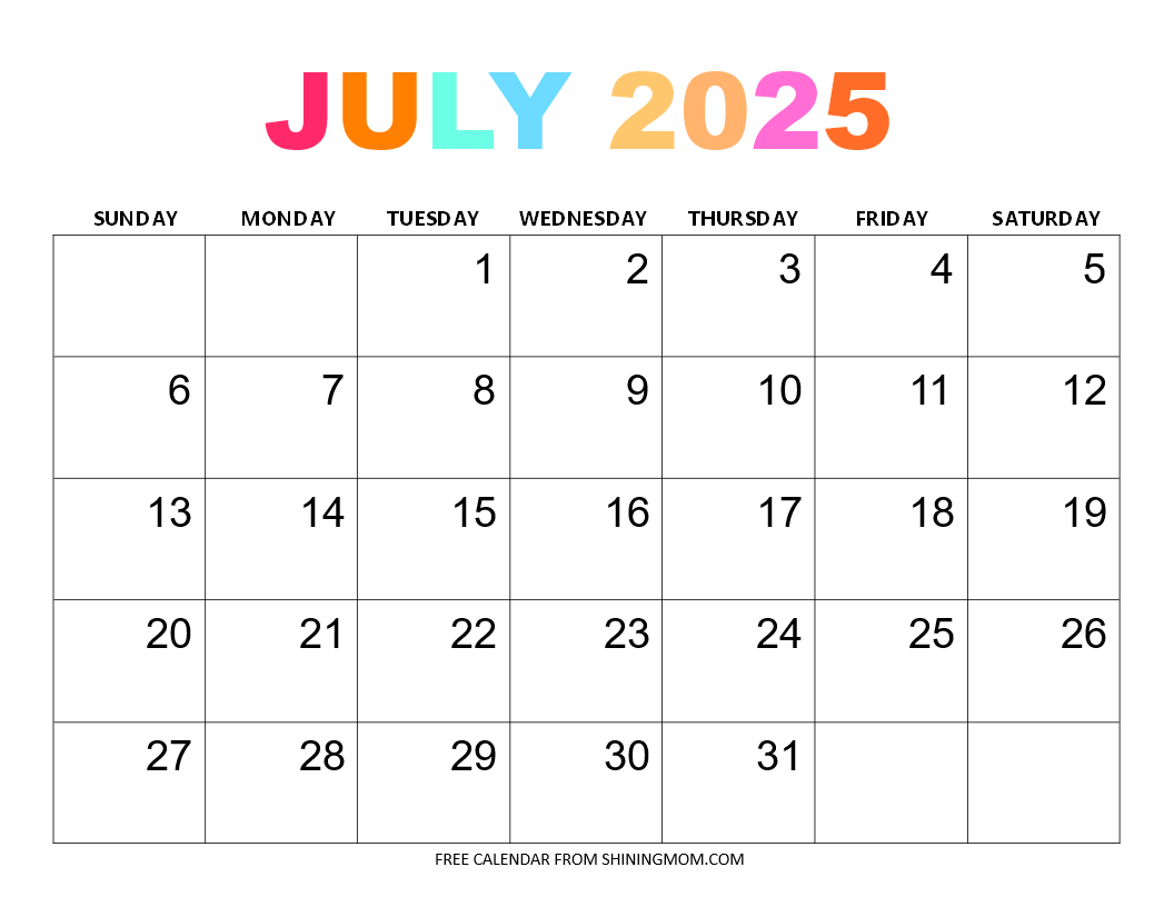 July 2025 Calendar 60 Awesome Free Printables 