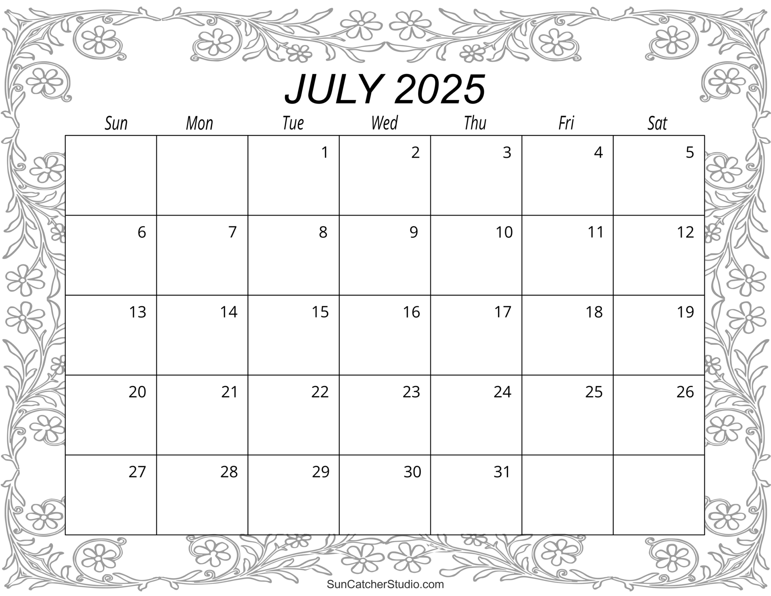 July 2025 Calendar Free Printable Free Printables Monograms Design Tools Patterns U0026 DIY Projects