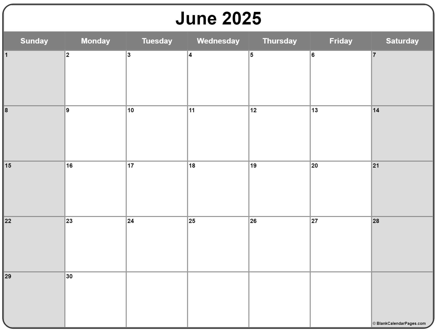 June 2025 Calendar Free Printable Calendars