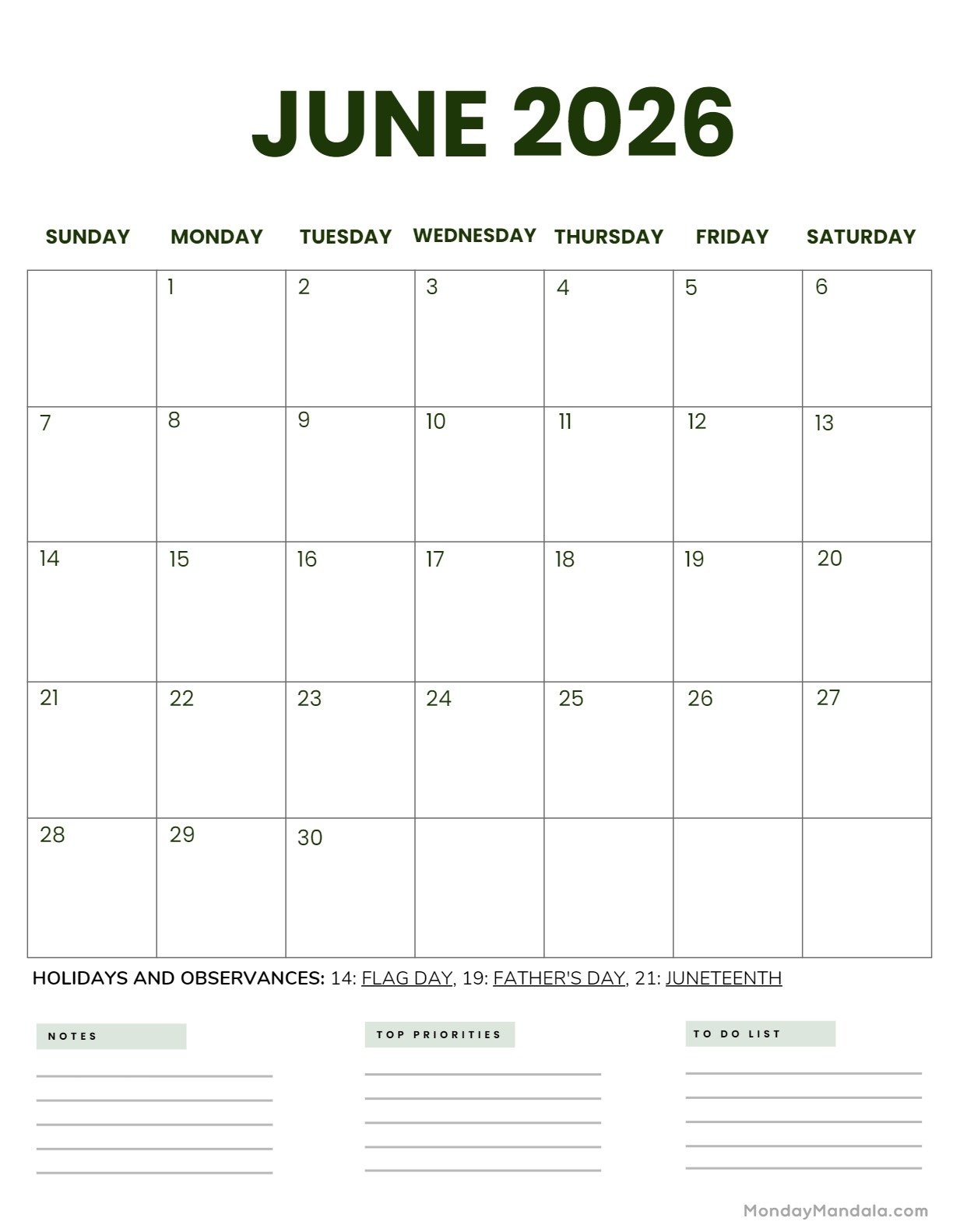 June 2026 Calendars 52 Free PDF Printables 