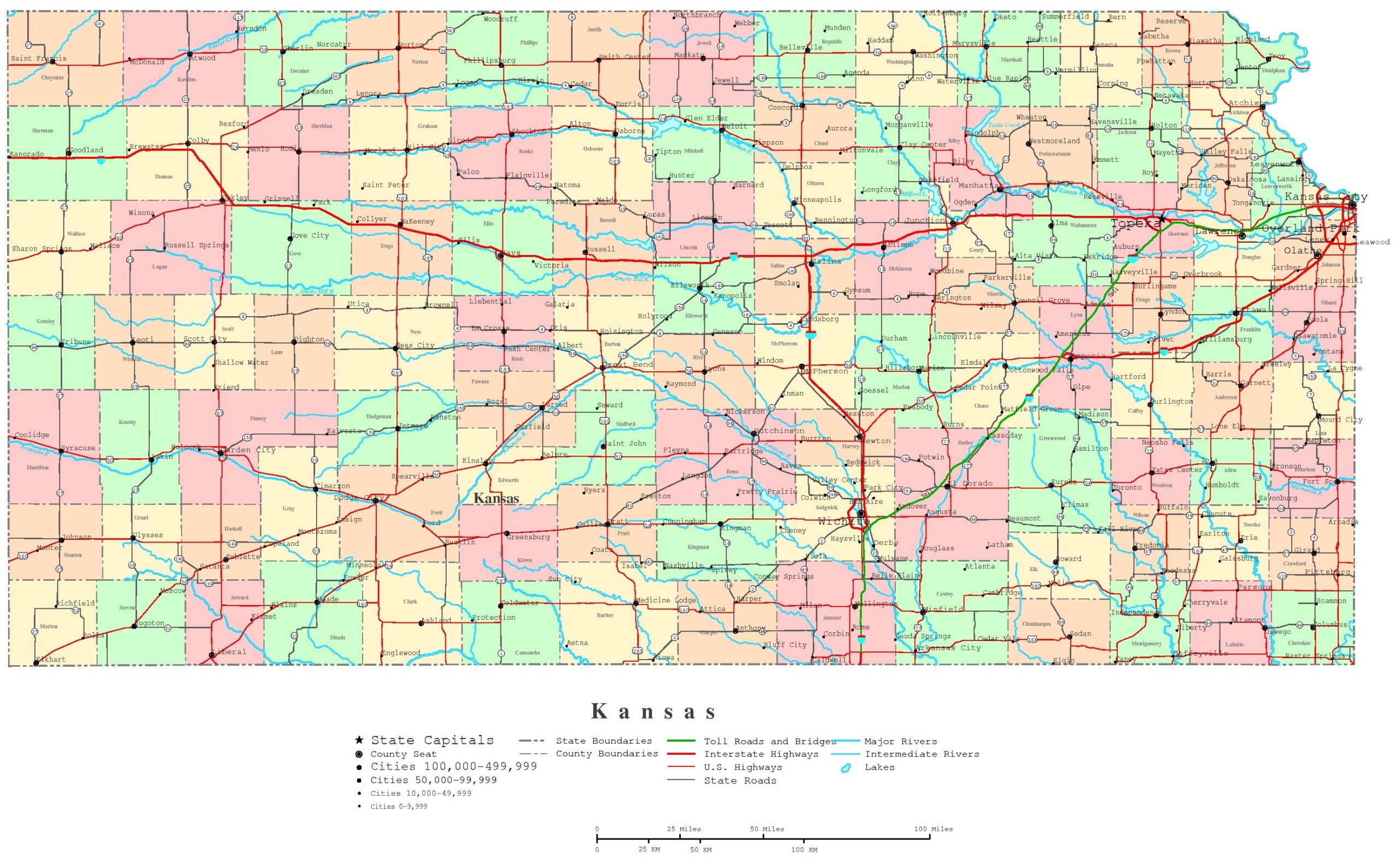 Kansas Printable Map