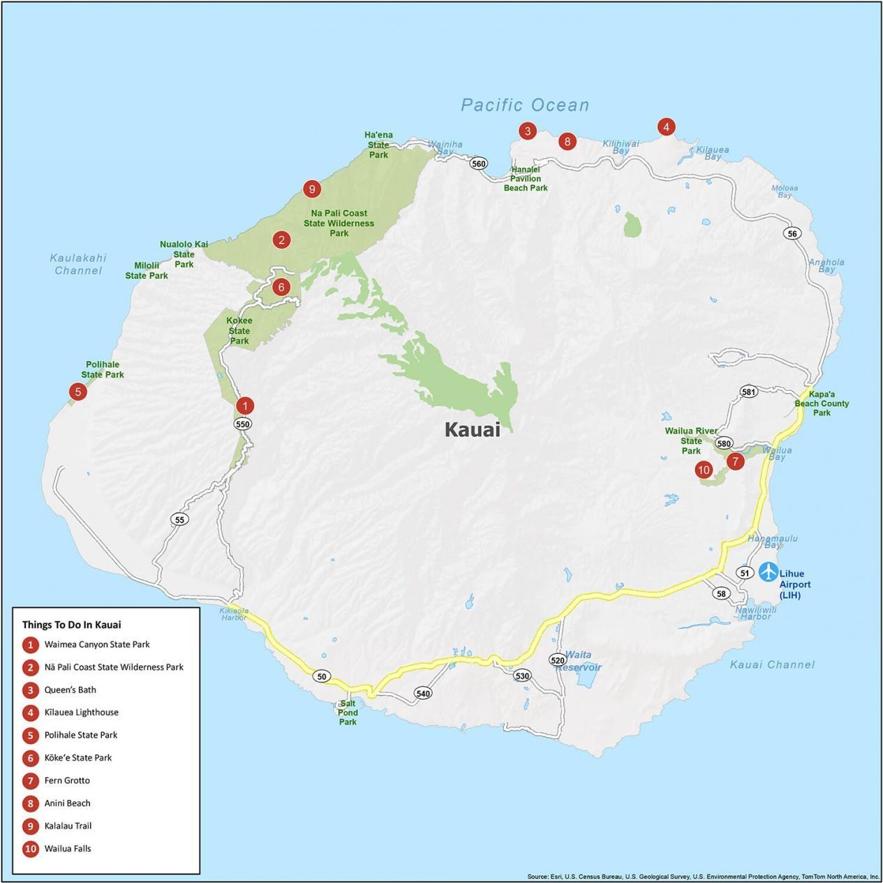 Kauai Island Map Hawaii GIS Geography