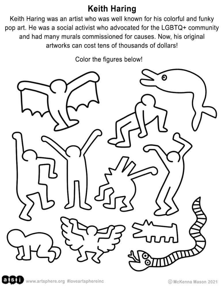Keith Haring Coloring Sheet Art Sphere Inc 