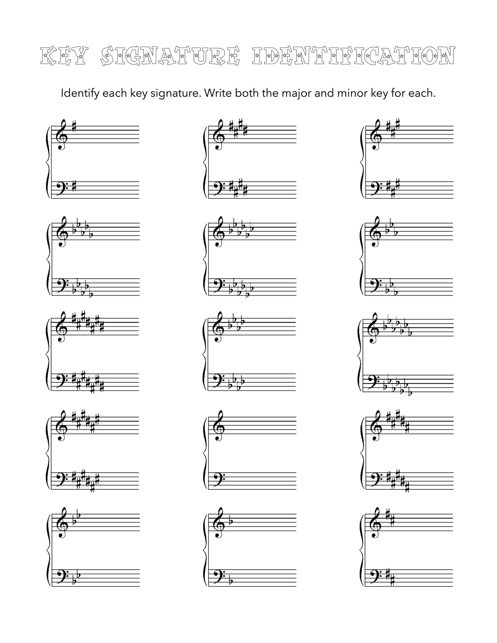 Key Signature Identification Worksheet