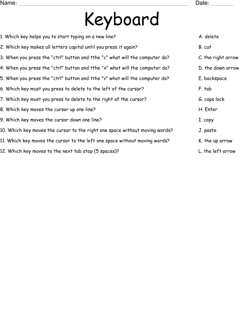 Keyboard Worksheet WordMint